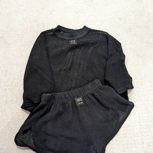 HIS Fishnet crop top and short set